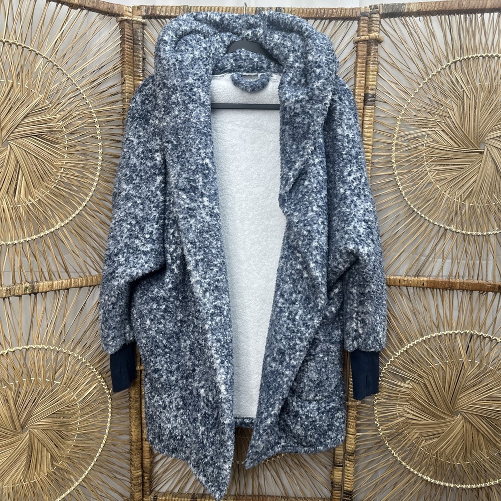 G.I.L.I. The Lounger Petite Oversized Sherpa Hoodie Navy Heather XS Small